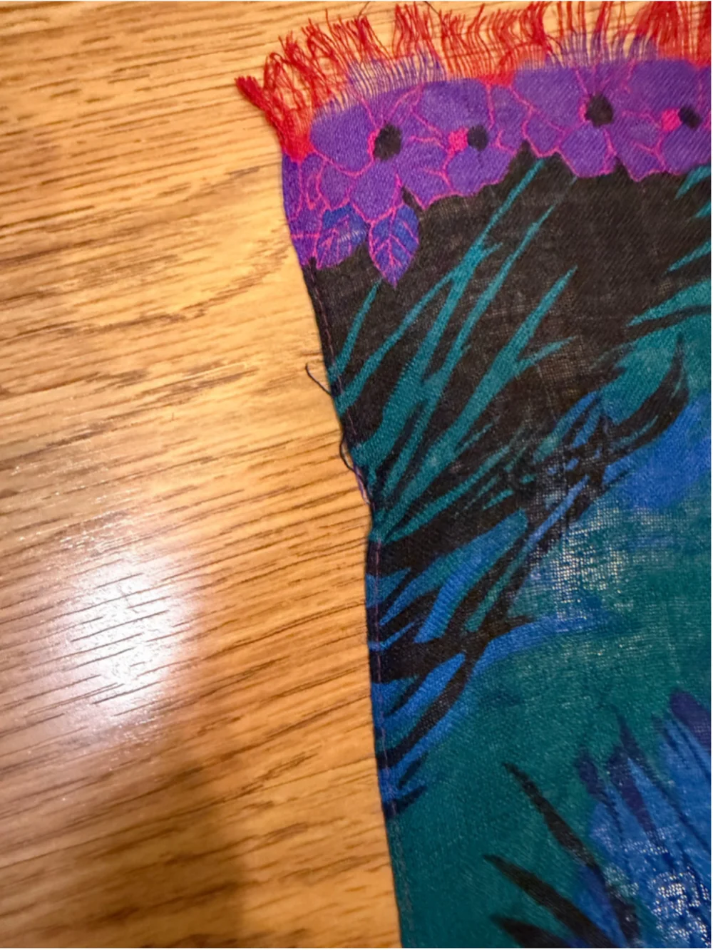 Vintage 80s 90s Jewel Tone Tropical Floral Scarf Wrap 56”